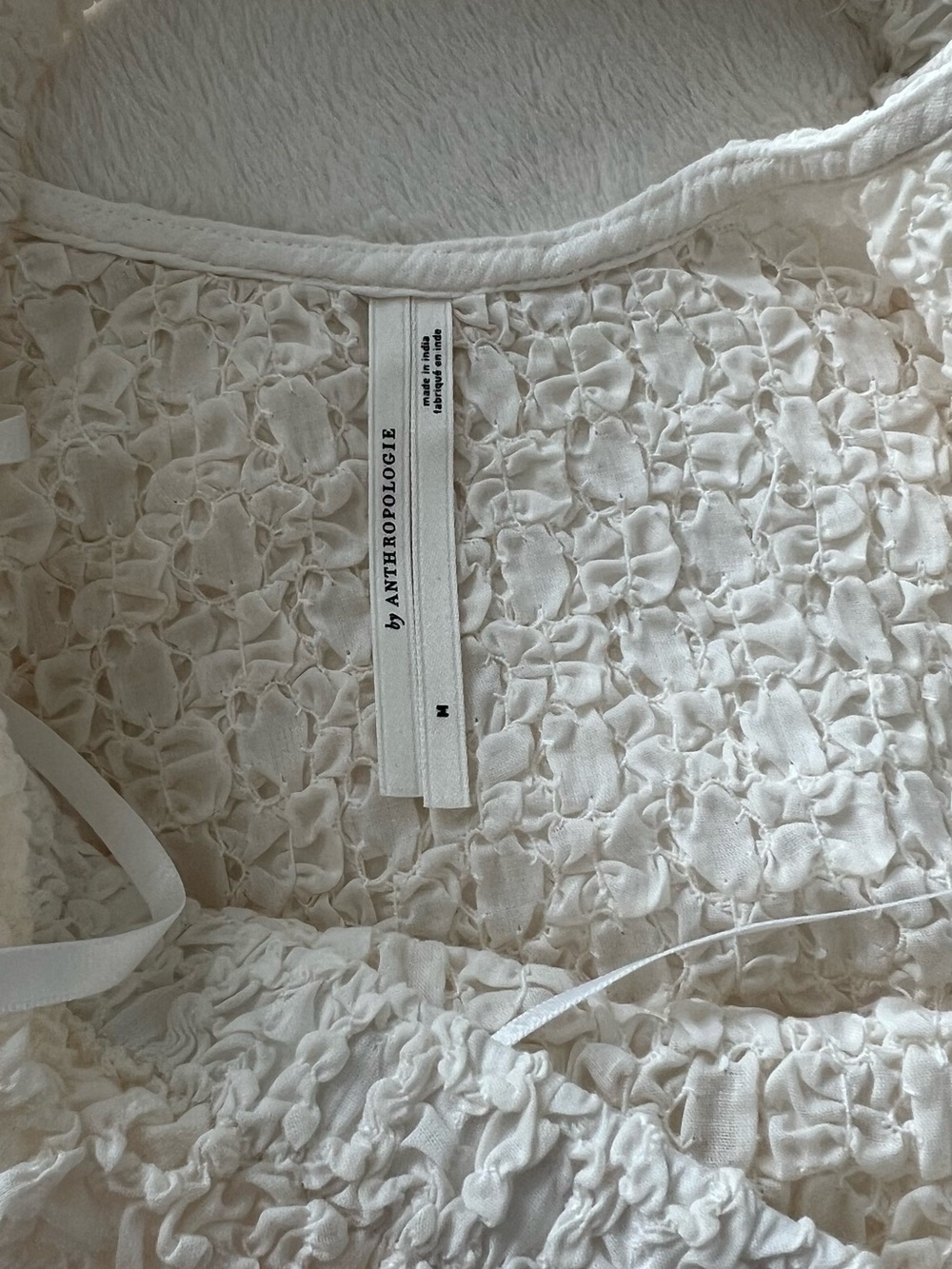 Anthropologie Cream Strapless Smocked Midi Dress - Picture 7 of 7
